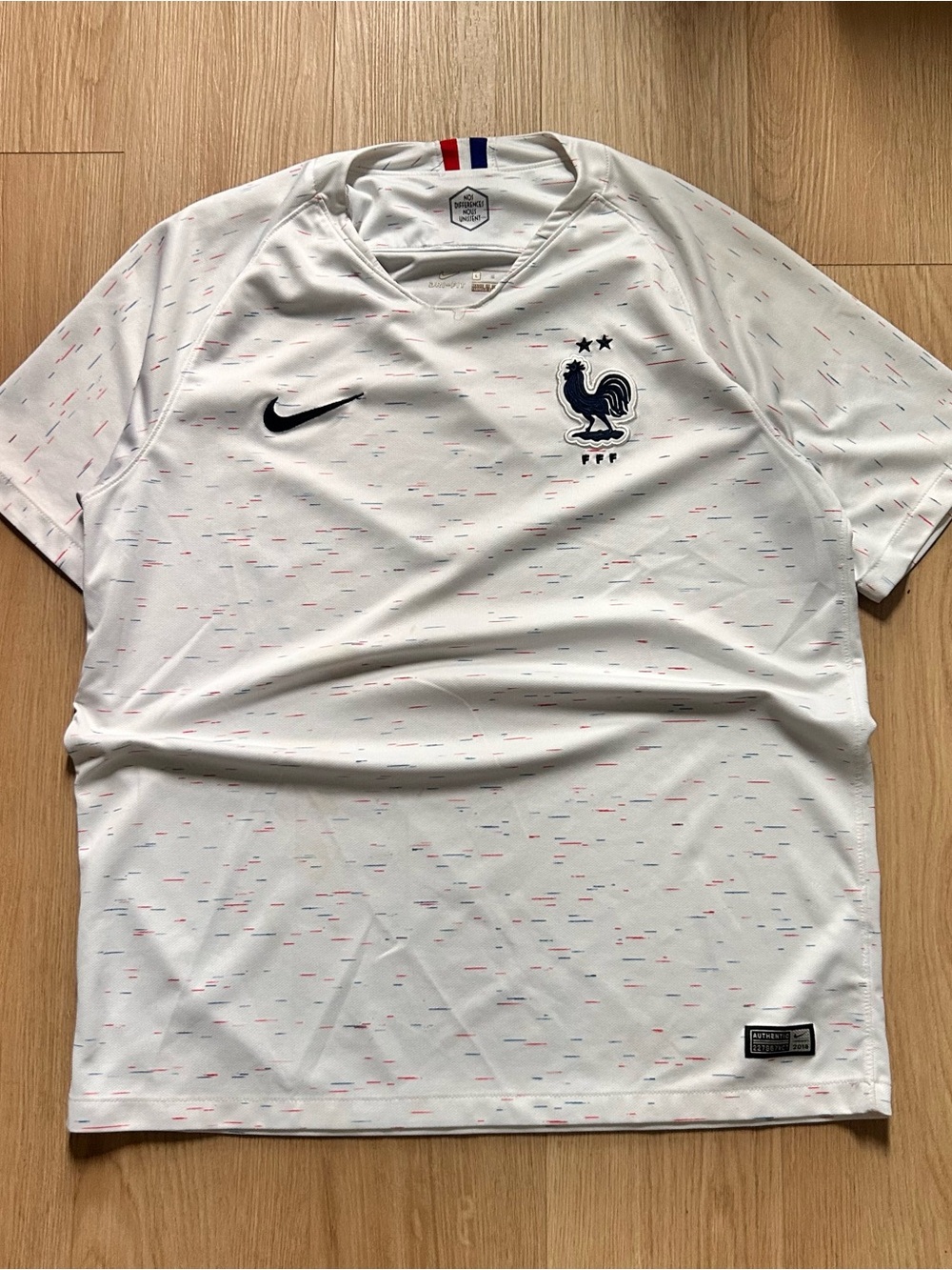 Nike White France National Team Away/Alternate Jersey with Navy Crest